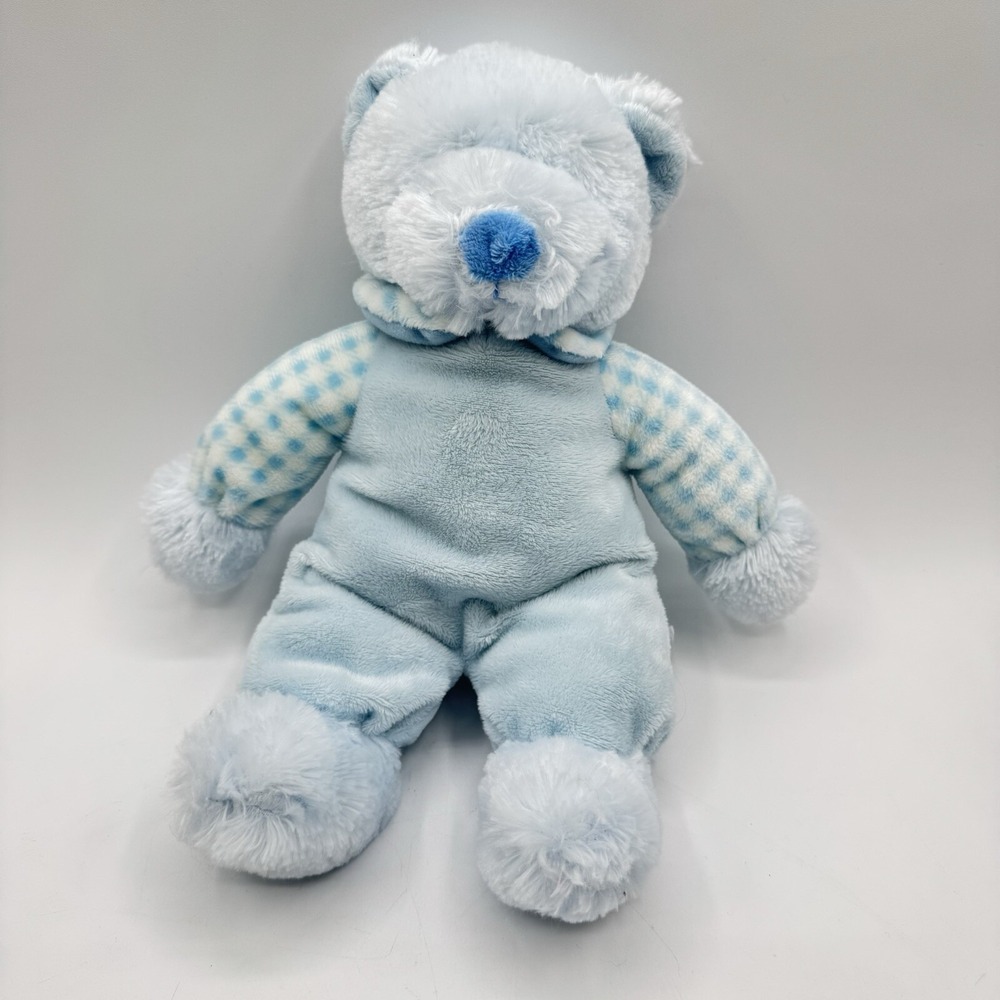 Russ Baby Soft Plush Gingham Blue Teddy Bear Rattle Pals Stuffed Toy Lovey